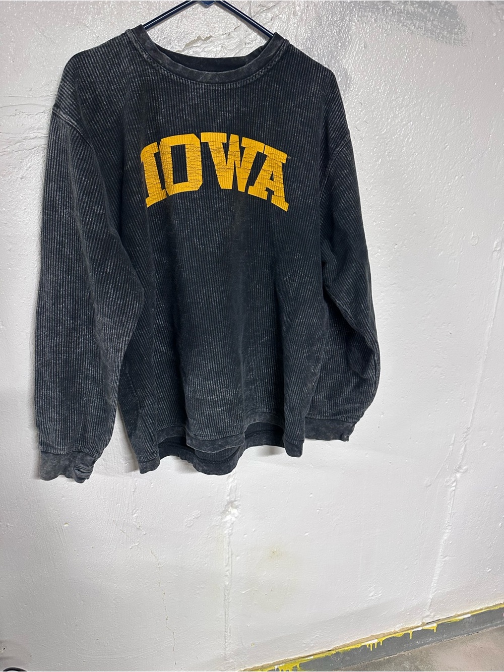 Iowa Black Corded Sweatshirt with Gold Lettering